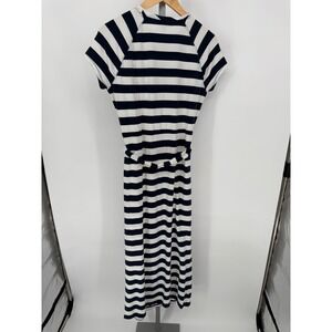 Brooks Brothers Women's Navy White Striped Midi‎ Dress Belted Size M